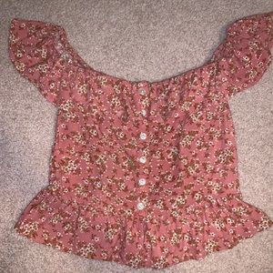 Off The Shoulder Floral Crop Top